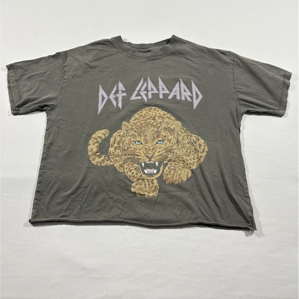 Def Leppard x Cotton On Womens Crop Top Shirt Graphic Print Boyfriend Tee Sz XS